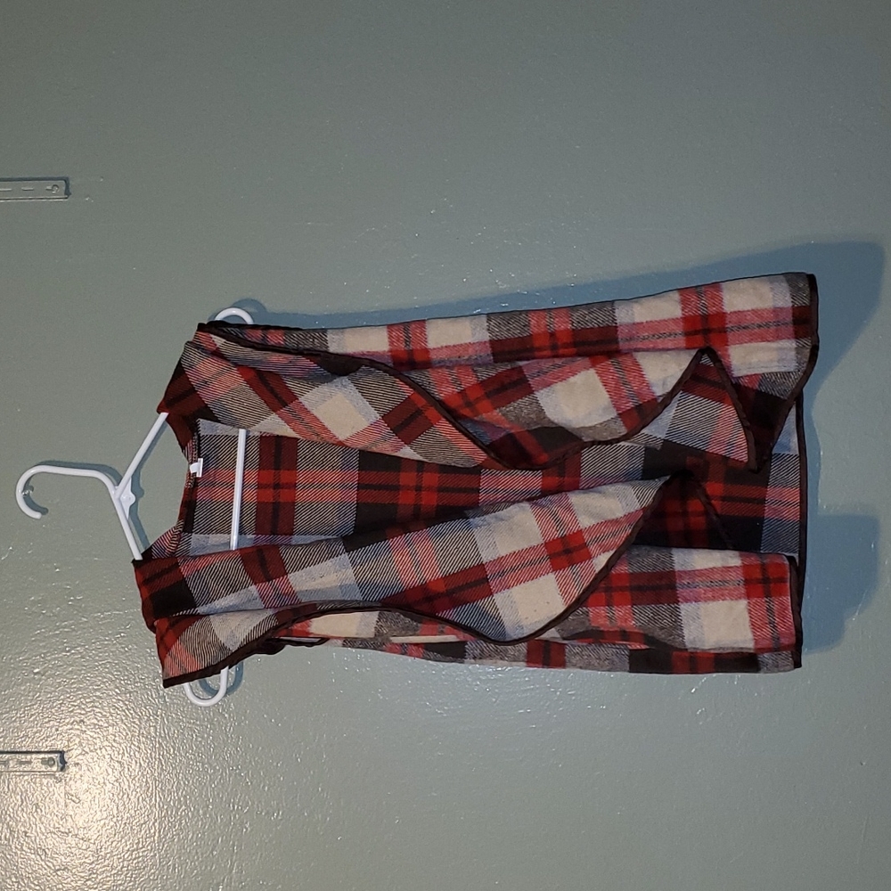 Cotton Flannel Open Sweater Vest Small